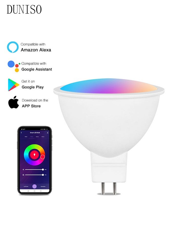 5W Smart RGB Light Bulb ,Works With Google Assistant And Dimmable Via App，Remote Control Smart LED Bulb With 8 Different Modes And 16Millions Colors Dimmable Light,White
