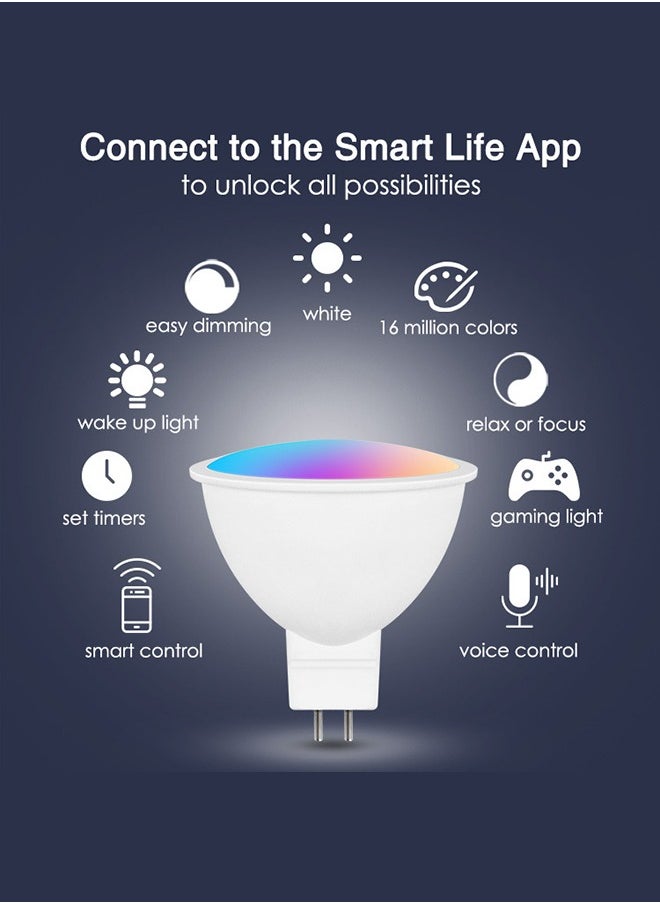 5W Smart RGB Light Bulb ,Works With Google Assistant And Dimmable Via App，Remote Control Smart LED Bulb With 8 Different Modes And 16Millions Colors Dimmable Light,White