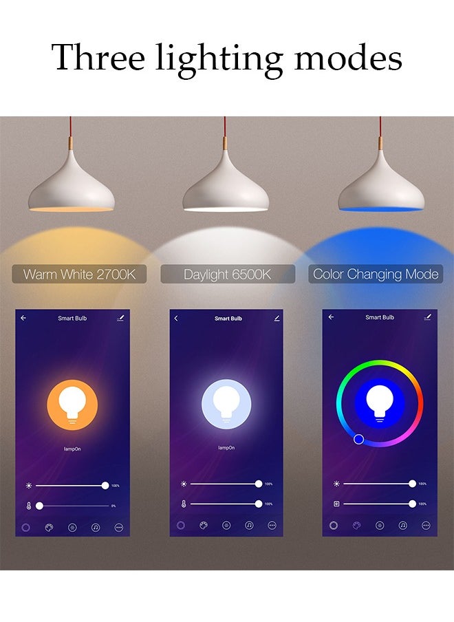 5W Smart RGB Light Bulb ,Works With Google Assistant And Dimmable Via App，Remote Control Smart LED Bulb With 8 Different Modes And 16Millions Colors Dimmable Light,White
