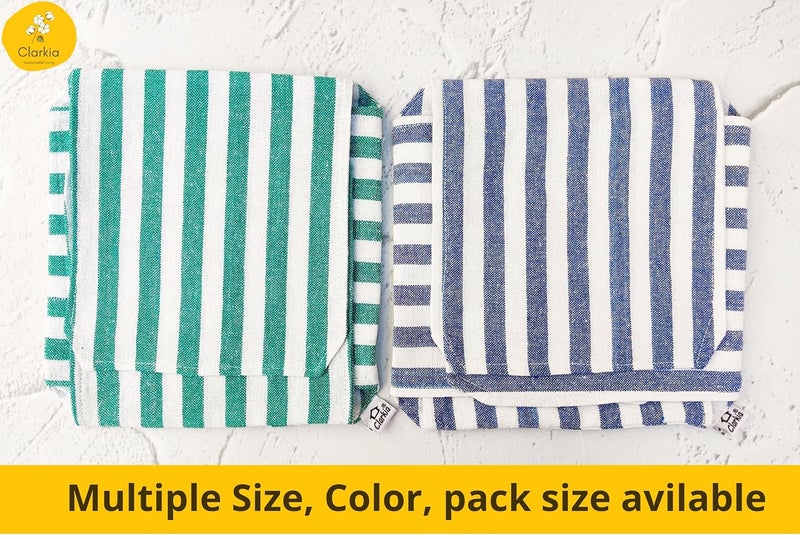 Clarkia Set of 2 Cotton Double Layer Roti Clothes Wrap with Flaps Muslin Cloth for chapati for hot case Kitchen Chapati Cloth wrap roti Cloth (2, Green & Blue) - Image 5