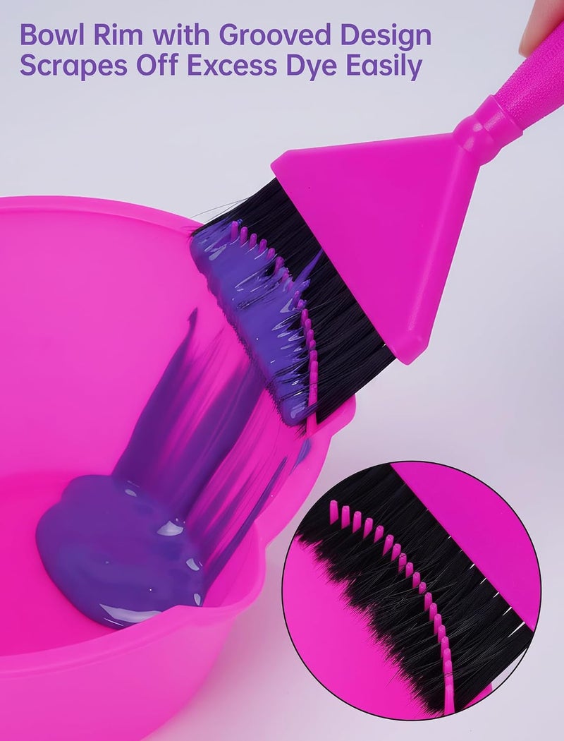 NiHome Hair Dye Bowl and Brush Set, Hair Color Mixing Bowls for Hairstylist, Color Bowls with Fine Teeth and Brush Cleaner, Salon Supplies Essentials, 3-Pack - Image 3
