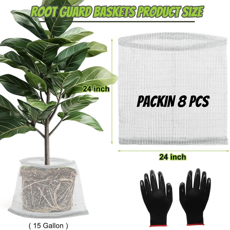Froidesente 15 Gallon Root Guard Gopher Baskets Proof Stainless Wire Steel Underground Barrier, Gophers Moles Voles Mesh Baskets Protect Plant Roots Tubers Trees Flowers Crops (8 Pcs 15 Gallon) - Image 2