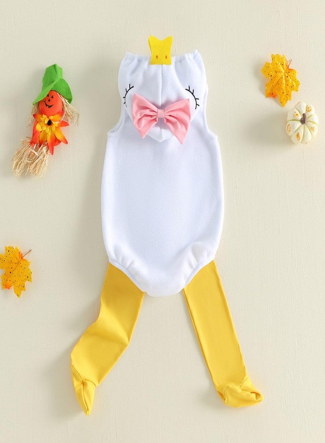 BemeyourBBs Toddler Halloween Costume Baby Boy Girl Halloween Outfit Hooded Romper Jumpsuit with Legging Coslpay Clothes (Goose White, 12-18 Months) - Image 5