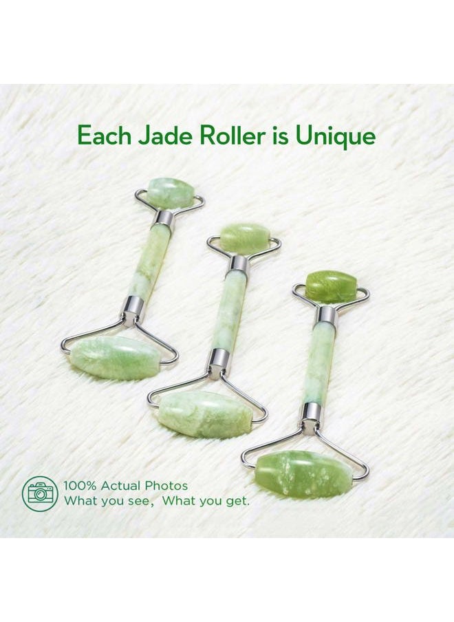 kimkoo kimkoo Jade Roller and Gua Sha for Face-3 in 1 Kit with Facial Massager Tool,100% Real Natural Jade Stone Anti Aging,Face Beauty Set for Eye Anti-Wrinkle  - Image 4