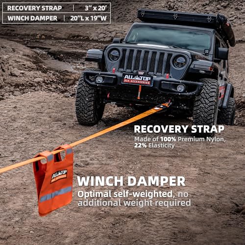 ALL-TOP Recovery Pack 7in1: Water-Resist Offroad Gear Bag with Tow Strap, Tree Saver, Extension Strap, Damper & 2 Soft Shackles - Image 3