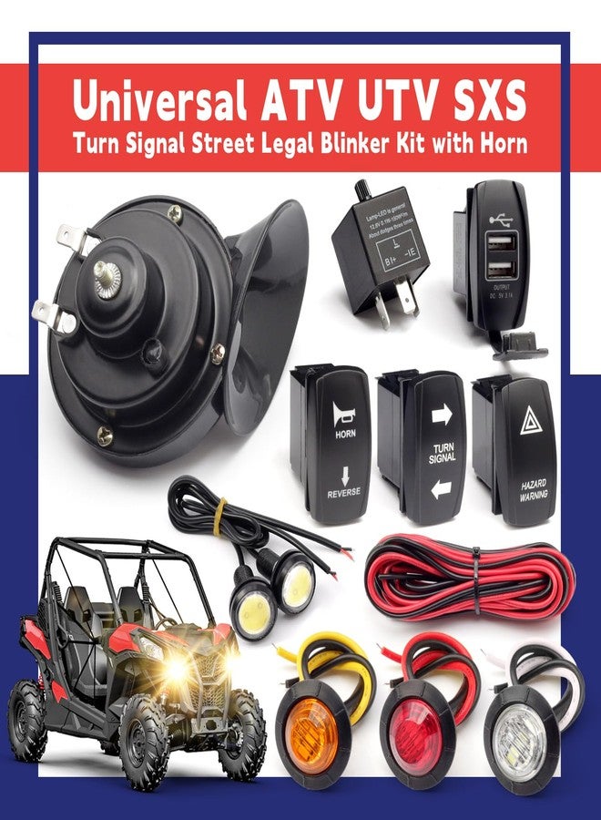 Dusledel Universal ATV UTV SXS Turn Signal Street Legal Blinker Kit with 110DB Horn Reverse Hazard Light Rocker Switch USB Flasher Relay Compatible with Polaris RZR Ranger Xp Turbo Can-Am Kawasaki Golf Cart - Image 2