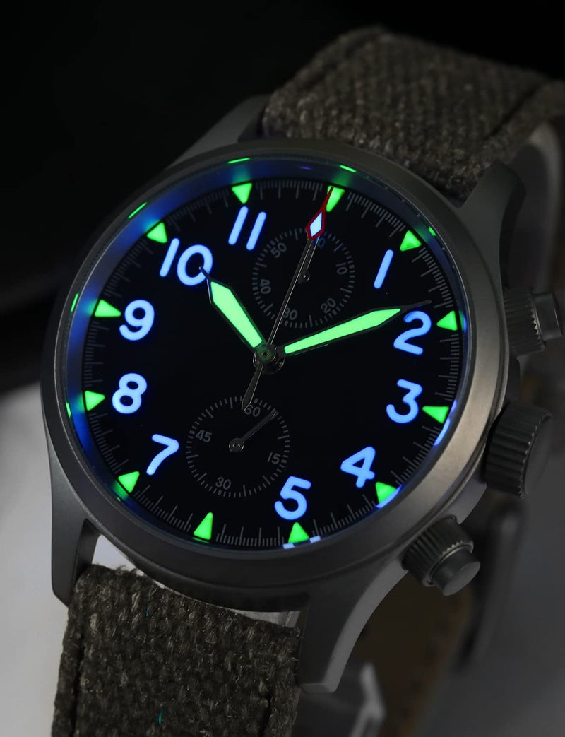 TACTICAL FROG Militado 39mm Military Chronograph Watch VK67 Quartz Sapphire Crystal Two-Color Luminous ML1868 V2, Black Nylon Strap - Image 2