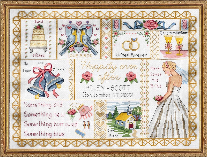 Janlynn 50577 Counted Cross Stitch Kit 13.25"X10", Wedding Collage (14 Count) - Image 4