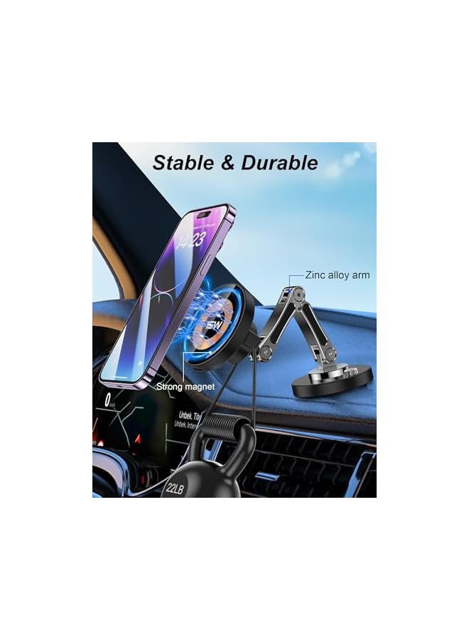 Green Tiger Car Mount Charger for MagSafe, 360° Adjustable Magnetic Wireless Charger, Compatible with MagSafe iPhone 15 14 13 12 Series - Image 4