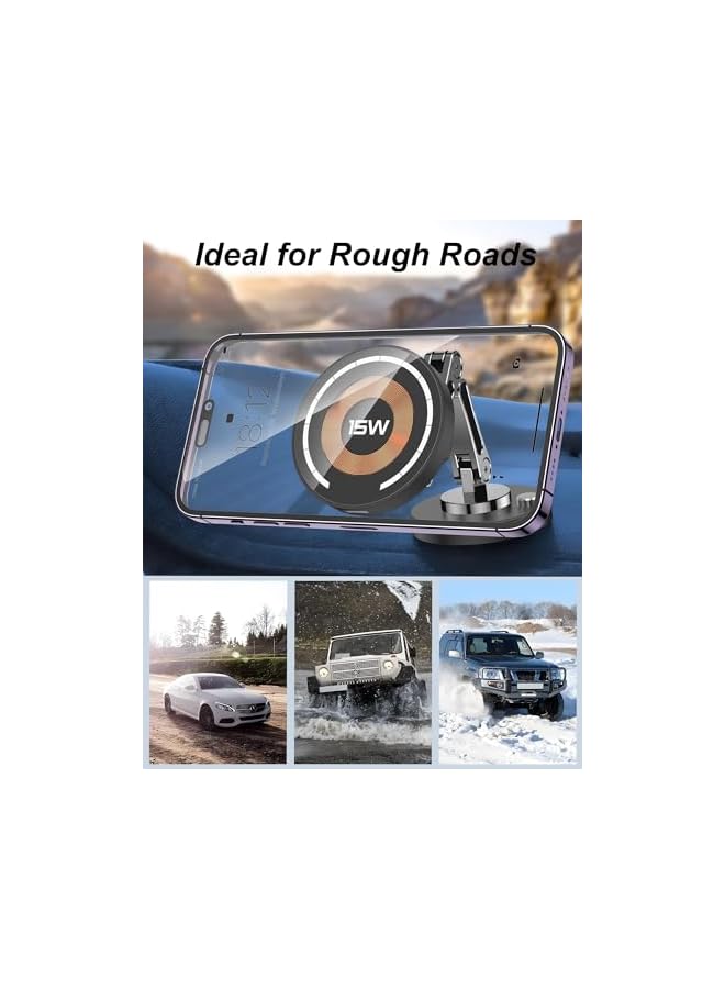 Green Tiger Car Mount Charger for MagSafe, 360° Adjustable Magnetic Wireless Charger, Compatible with MagSafe iPhone 15 14 13 12 Series - Image 5