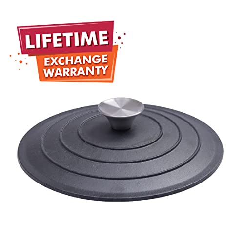 Wonderchef Forza Pre-Seasoned Cast-Iron Kadhai Lid|24cm|Kadai/Kadhai for Cooking and deep Frying|Naturally Non-Stick|Lifetime Exchange Warranty|Healthy cooking with benefits of iron|Slow cooking - Image 3