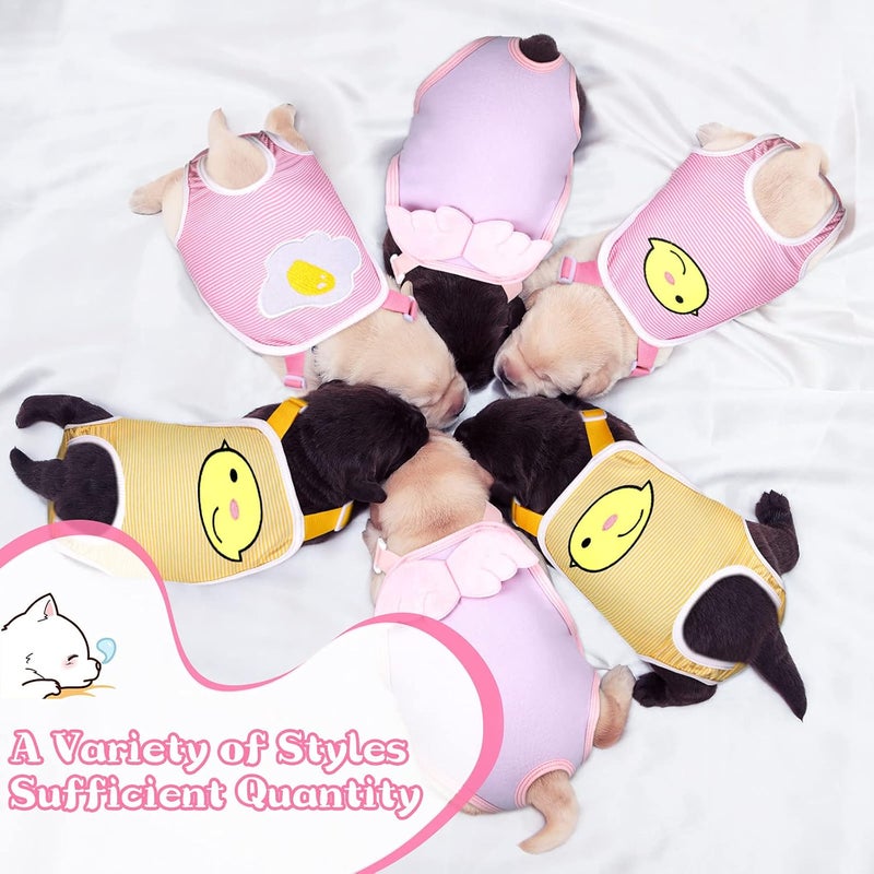 نوانتشو 3 قطع من سراويل الكلاب الصحية المخططة مع حمالات قابلة للتعديل قابلة للغسل وإعادة الاستخدام للكلاب الصغيرة، ملابس داخلية لطيفة للحيوانات الأليفة، بدلات حفاضات للكلاب الإناث (نمط دقيق، L) - Image 5