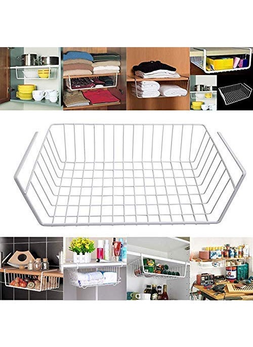 Styleys Styleys Metal Under Shelf Basket Wire Rack For Extra Cabinet Storage 13.5-Inch Set Of 1 Black - S11027A - Under Cabinet, Hanging Shelves  - Image 5