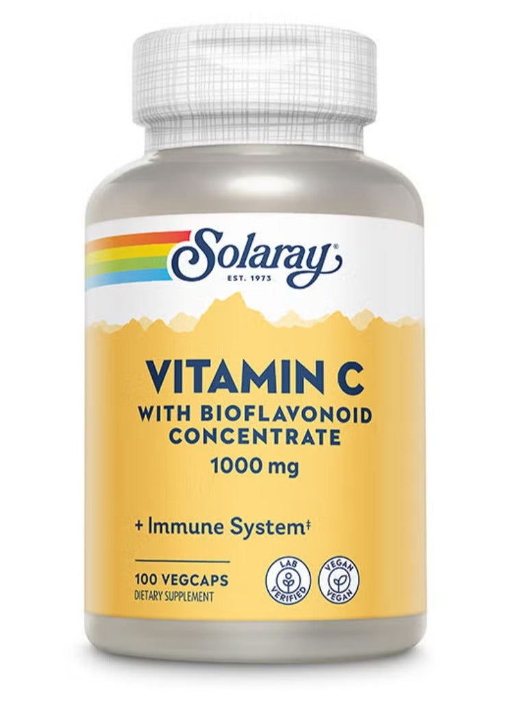 SOLARAY Vitamin C 1000mg with Bioflavonoids, Immune & Antioxidant Support, 100 Vegan Capsules - Image 1