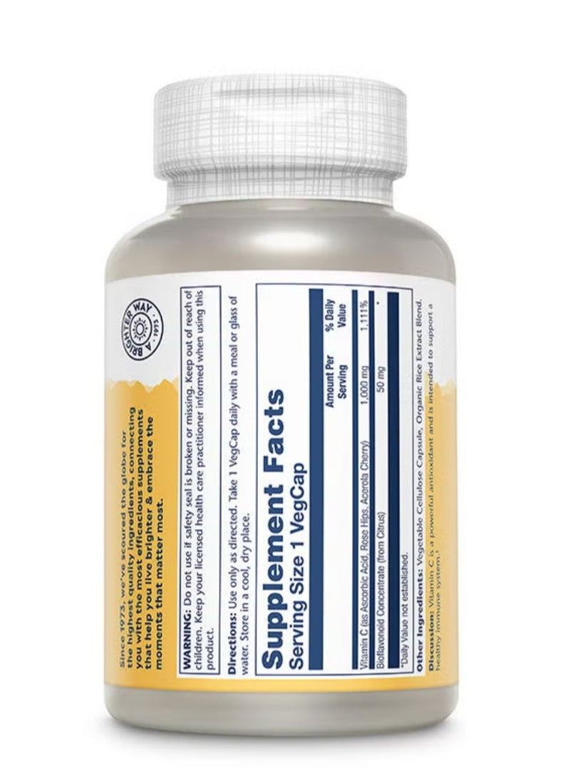 SOLARAY Vitamin C 1000mg with Bioflavonoids, Immune & Antioxidant Support, 100 Vegan Capsules - Image 2