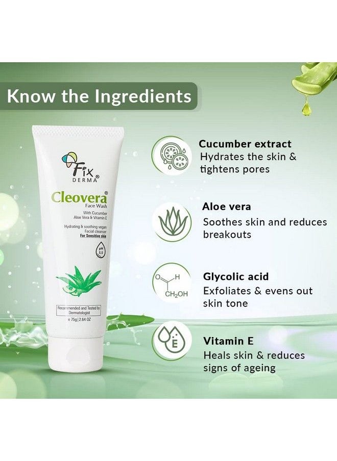 FIXDERMA Cleovera Aloe Vera Face Wash With Vitamin E ; Aloe Vera Gel For Face ; Face Wash & Face Cleanser ; Face Wash For Dry Skin (All Type Skin) ; Face Wash For Women & Men 75G  - Image 5