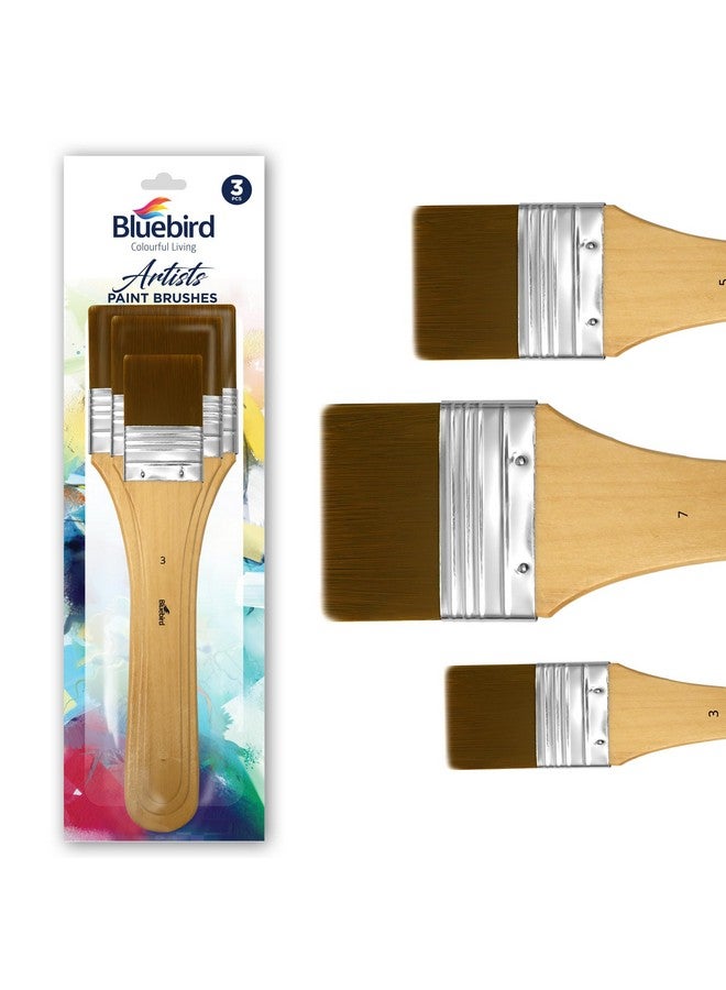 Bluebird  Premium Paint Brushes For Gesso, Glues, Varnishes & Stains, Pack Of 3 Professional Brushes - Image 1