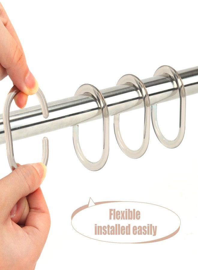 Qulable 24 pcs Shower Curtain Rings Plastic Shower Curtain Hooks C-Shaped Rings Hook Hanger Bath Drape Loop Clip Glide Bathroom Shower Window Rod (Transparent Gray) - Image 3