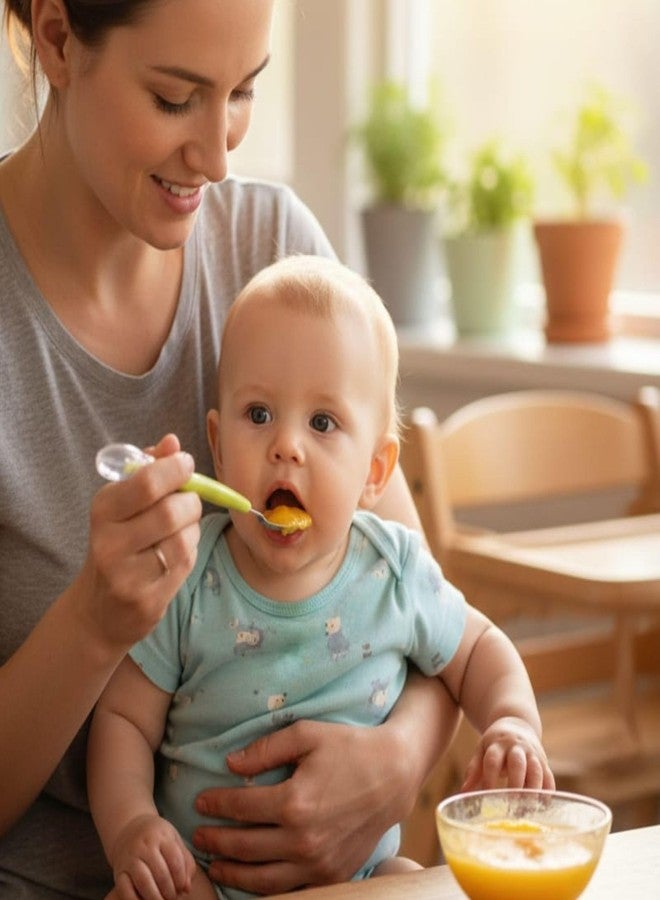 Hian Double Head Baby Fruit Spoon & Scraper-Soft Silicone Spoon and Serrated Stainless Steel Grapefruit Scraper for Easy Fruit Feeding, Safe Fruit Scooping Tool for Kids(Multicolor, Pack of 2) - Image 5