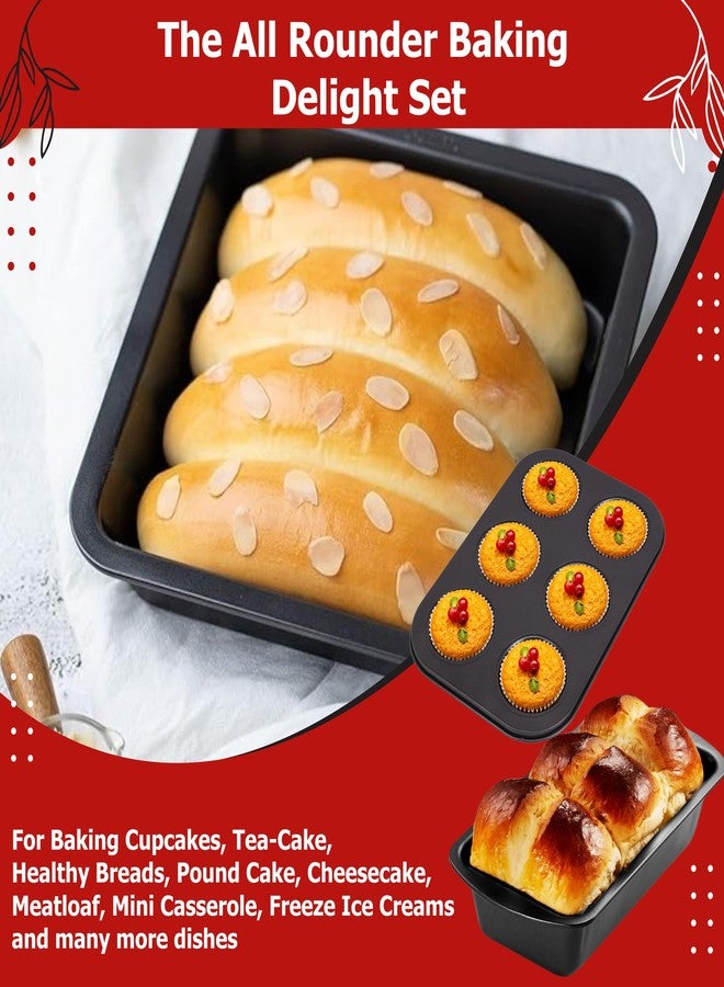 Casa Azul 3-Pcs Non-Stick Bakeware Cake Tin Set | Muffin Tray, Square Baking Tray & Bread Mould, BPA Free Heavy-Duty Carbon Steel Baking Pan, Microwave & OTG Oven Safe - Image 5