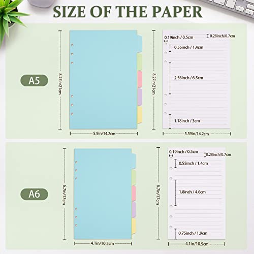 Billtigif A5 Refill Paper for Planner Inserts, 6 Ring Loose Leaf Lined Paper With Binder Dividers, 240 Pages for Budget Planner Journals Notebook (White Paper) - Image 2