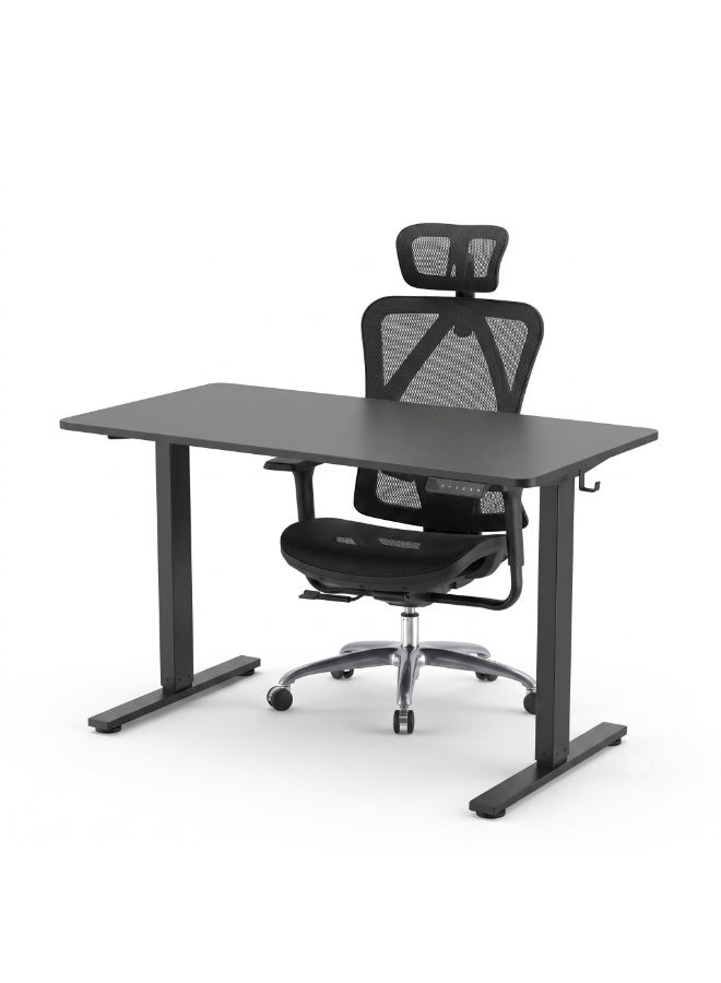 SIHOO Chair and Flexispot Desk Combo: FlexiSpot Electric Standing Desk 120 x 60 cm + SIHOO M57C Ergonomic Office Chair – Complete Height Adjustable Home Office Workstation Set, Black - Image 1