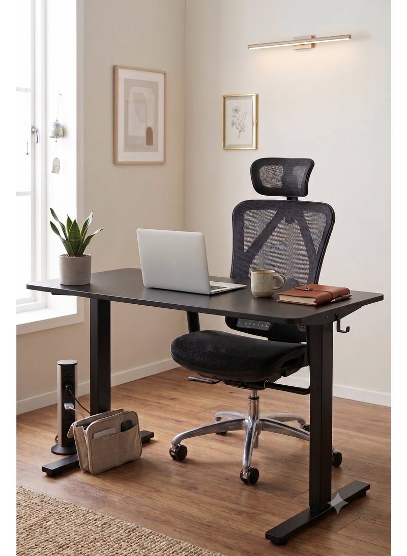 SIHOO Chair and Flexispot Desk Combo: FlexiSpot Electric Standing Desk 120 x 60 cm + SIHOO M57C Ergonomic Office Chair – Complete Height Adjustable Home Office Workstation Set, Black - Image 2