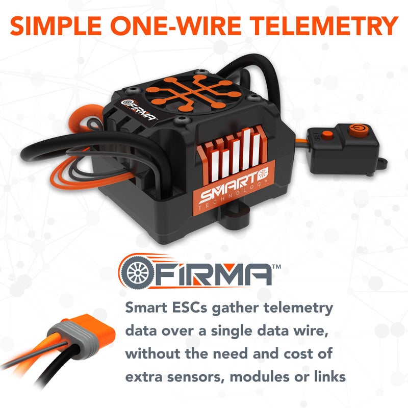 SPEKTRUM سبكتروم فيرما 130A ESC ذكي بدون فرشات مجموعة محرك 1900Kv بدون مستشعر SPMXSEMC04 أسود - Image 3
