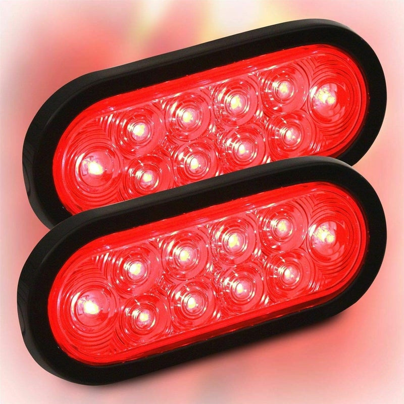 PPI (2) Red Trailer Truck LED Sealed RED 6" Oval Stop/Turn/Tail Light Marine Waterproof Including 3-pin water tight plug DOT SAE with wires and Grommet - Image 3