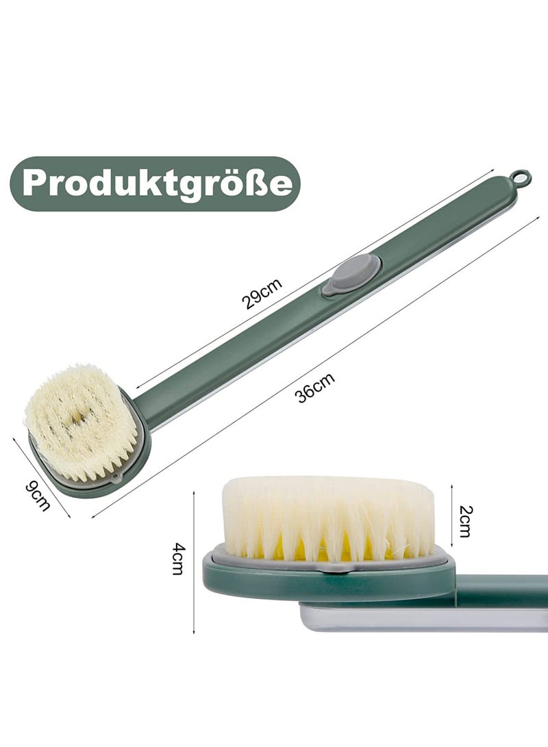 Brush Long Handle for Shower Long Handle Liquid Bath Brush Storable Body Wash Family Essentials Soft Bath Massage Cleaning Brushes with Soap Dispenser for Exfoliation Scrubbing Shower