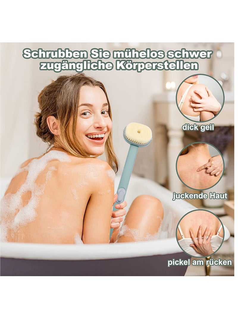 Brush Long Handle for Shower Long Handle Liquid Bath Brush Storable Body Wash Family Essentials Soft Bath Massage Cleaning Brushes with Soap Dispenser for Exfoliation Scrubbing Shower