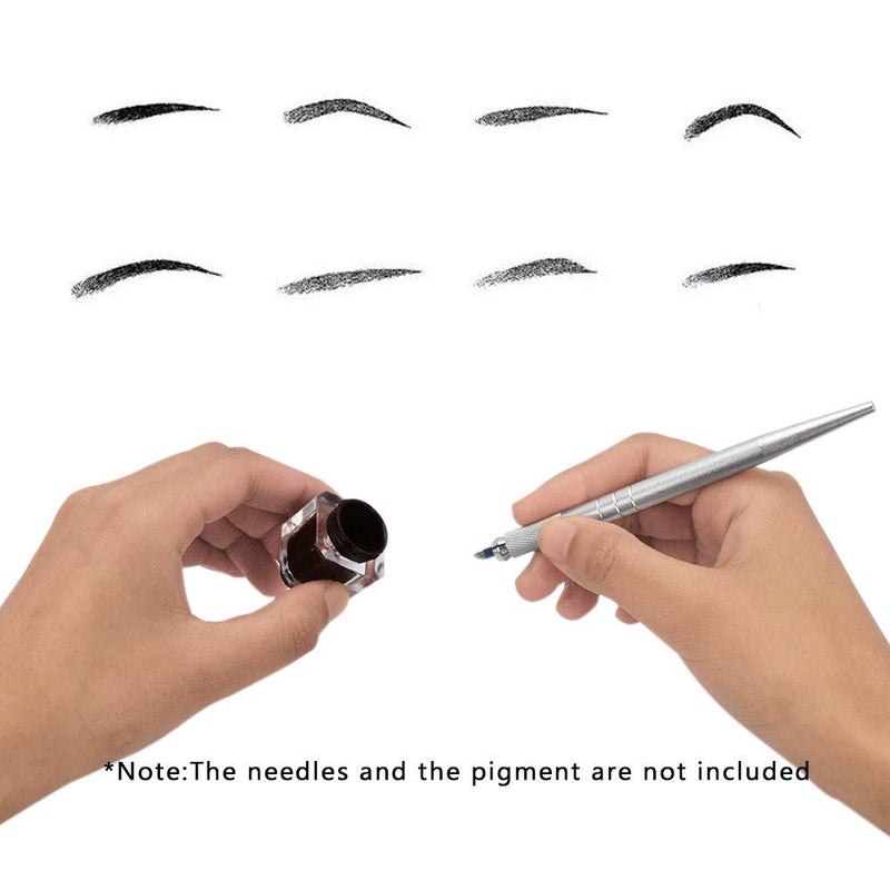 Pinkiou Microblading Kit 5 pcs Silver Hair Stroked Microblading Pen Eyebrow Tattoo Pen Holder microblading handles Tool Supplies - Image 3