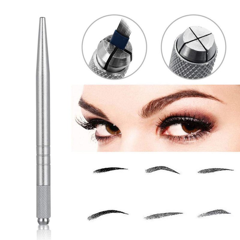 Pinkiou Microblading Kit 5 pcs Silver Hair Stroked Microblading Pen Eyebrow Tattoo Pen Holder microblading handles Tool Supplies - Image 2