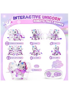 General Remote Control Unicorn Robot Toy for Girls LED Dancing Rechargeable STEM Learning Toys for Kids Preschool Children's Presents  - Image 3