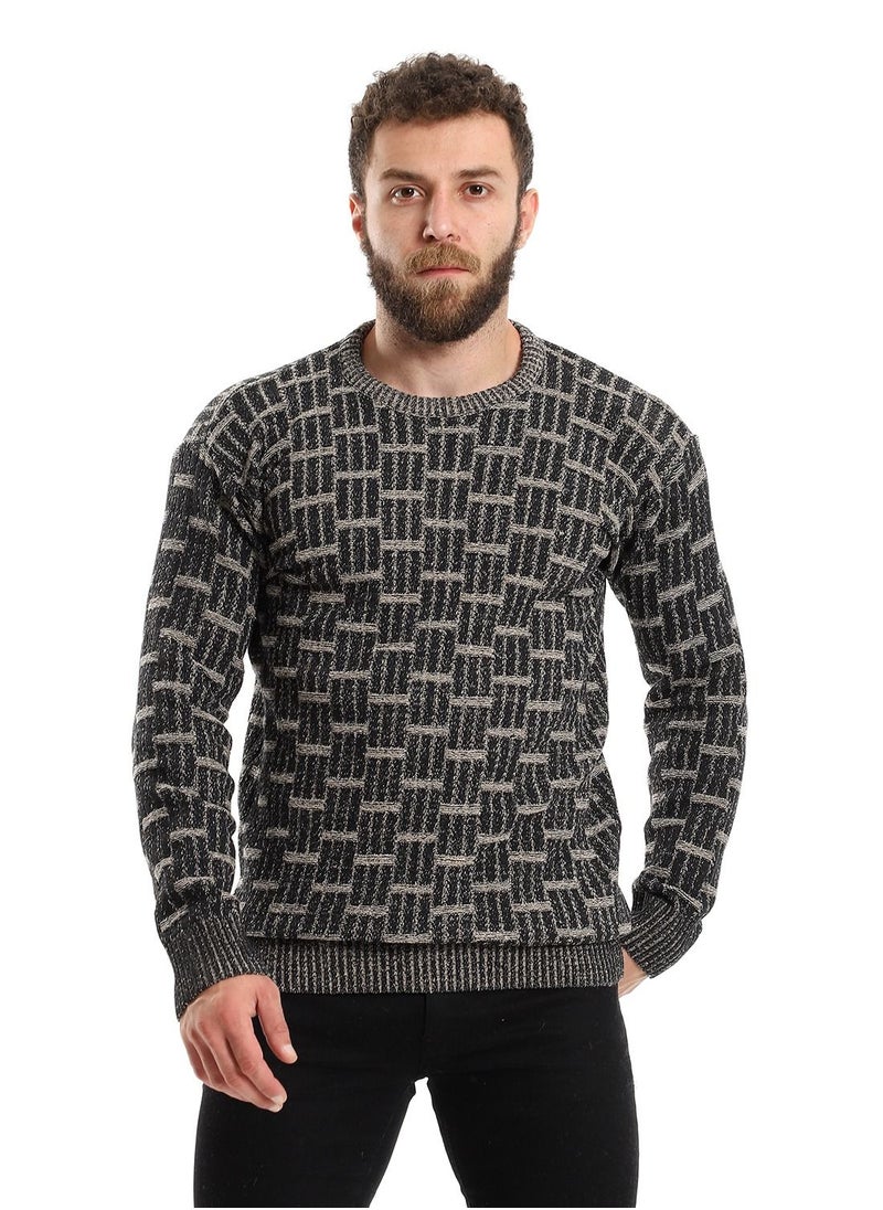 Caesar - Wool Mens Pullover With Multi Design - Image 1