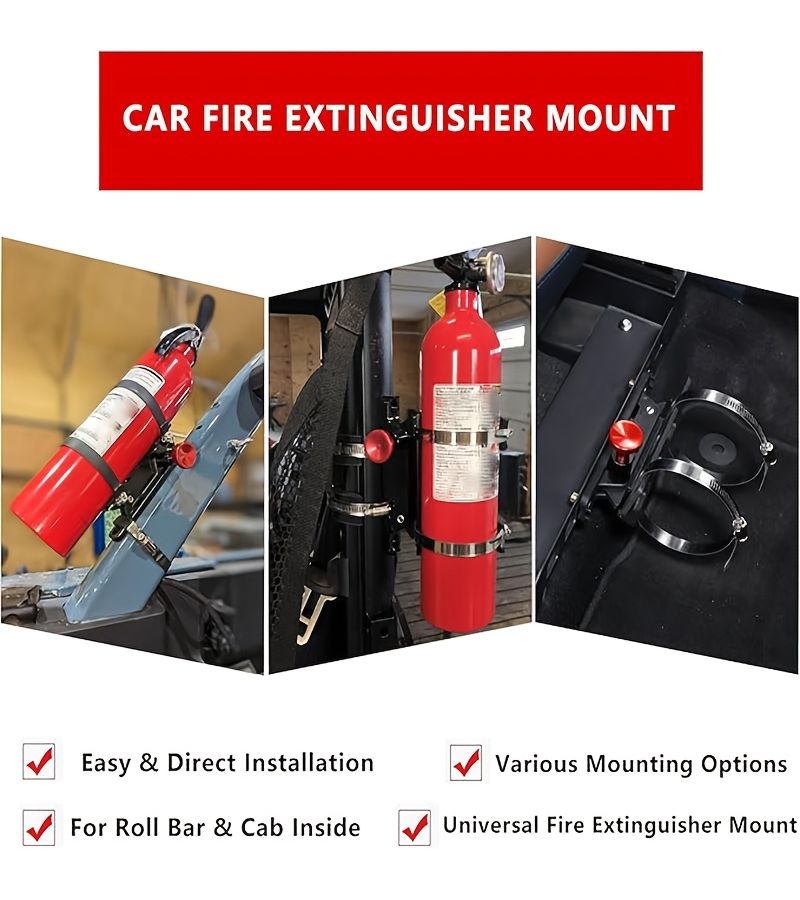 Adjustable Quick Release Fire Extinguisher Holder Mount For UTV Roll Bars Chrome - Image 3