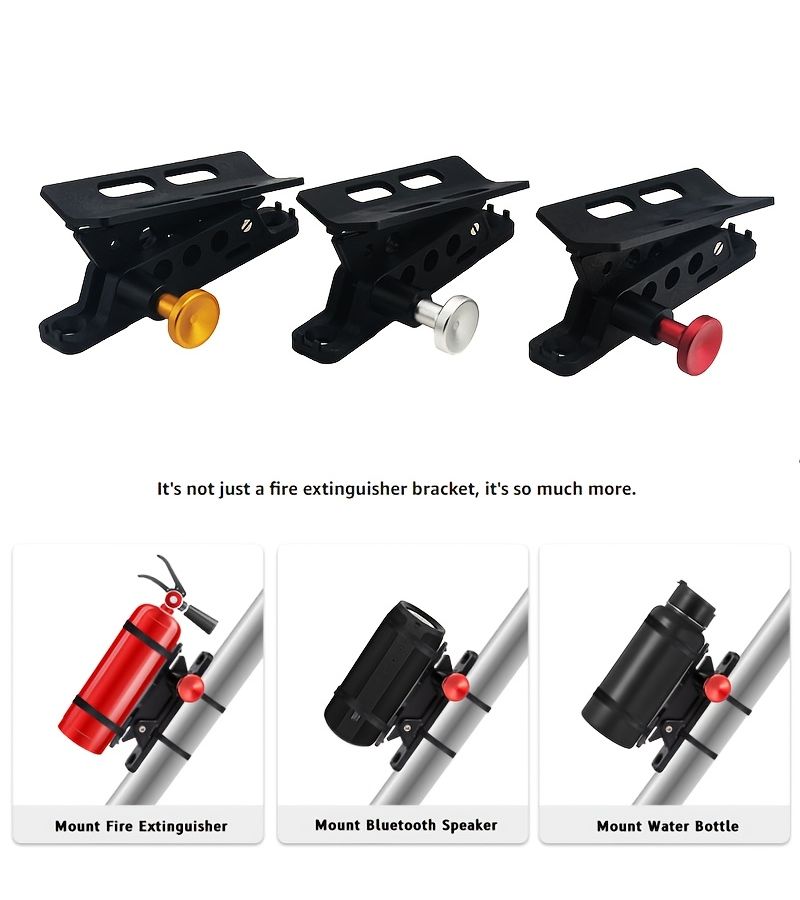 Adjustable Quick Release Fire Extinguisher Holder Mount For UTV Roll Bars Chrome - Image 2