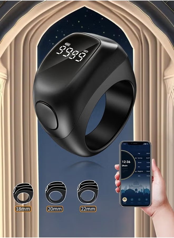 Generic Electronic Tasbih 2025 Electronic Tasbih Smart Ring Male Tasbih Supports Muslim App Digital Prayer Counter Compatible with Size (Universal 22mm) - Black  - Image 1