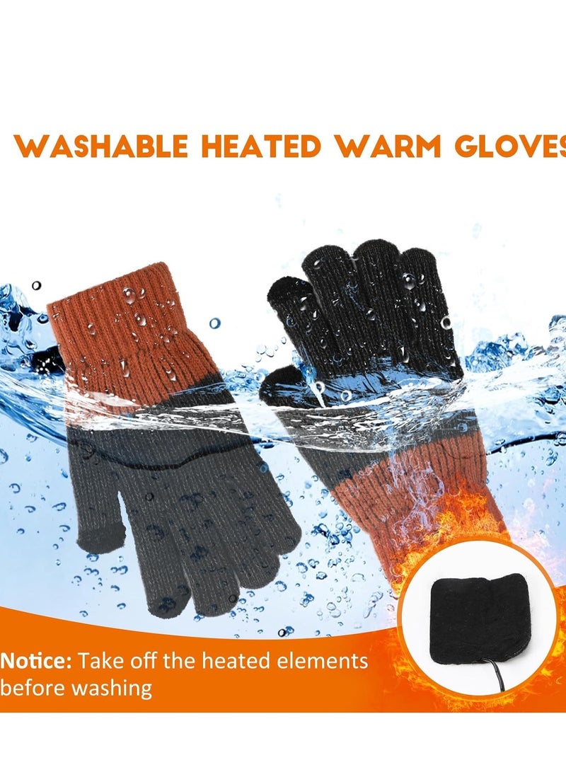 USB Heated Gloves for Women Men Mitten Winter Electric Hand Warmer Stretchy Knitting Full Fingers Thermal Glove 2 Touchscreen Laptop Heating Washable Gift - Image 4