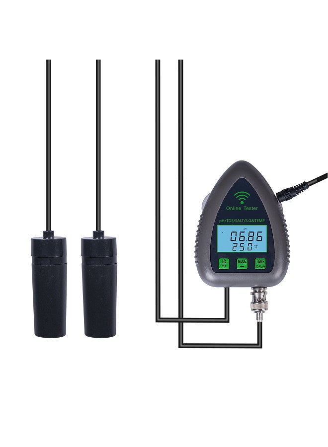 Lepmerk 9951W Bluetooth Wifi Digital Water Quality Tester Mini 5 in 1 Water Analyzer PH / TDS / SALT / S.G / Temperature APP Remote Monitoring Alarm Notification for Drinking Water Aquarium Hydroponics Lab  - Image 1