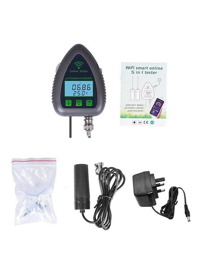 Lepmerk 9951W Bluetooth Wifi Digital Water Quality Tester Mini 5 in 1 Water Analyzer PH / TDS / SALT / S.G / Temperature APP Remote Monitoring Alarm Notification for Drinking Water Aquarium Hydroponics Lab  - Image 5