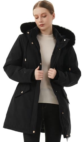 MOERDENG Women's Long Winter Down Coat Thicken Fleece Lined Parka Warm Puffer Jacket With Faux Fur Detachable Hood - Image 4