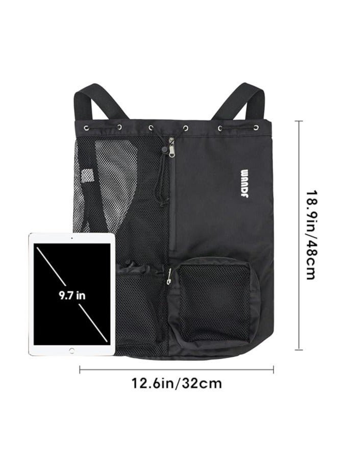 AL RAID Swim Bag Mesh Drawstring Backpack with Wet Pocket Beach Backpack for Swimming, Gym, and Workout Gear - Image 4