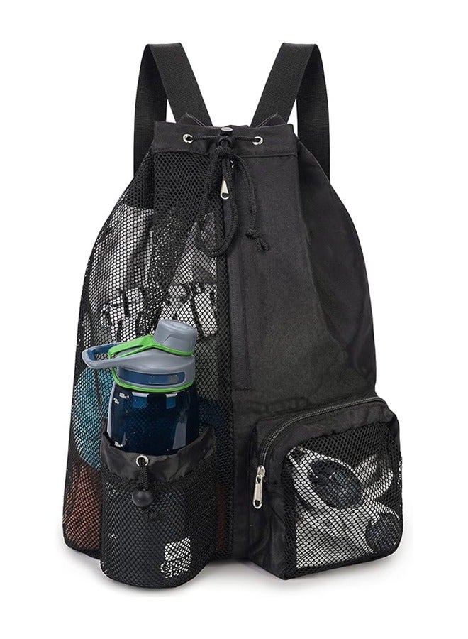 AL RAID Swim Bag Mesh Drawstring Backpack with Wet Pocket Beach Backpack for Swimming, Gym, and Workout Gear - Image 1
