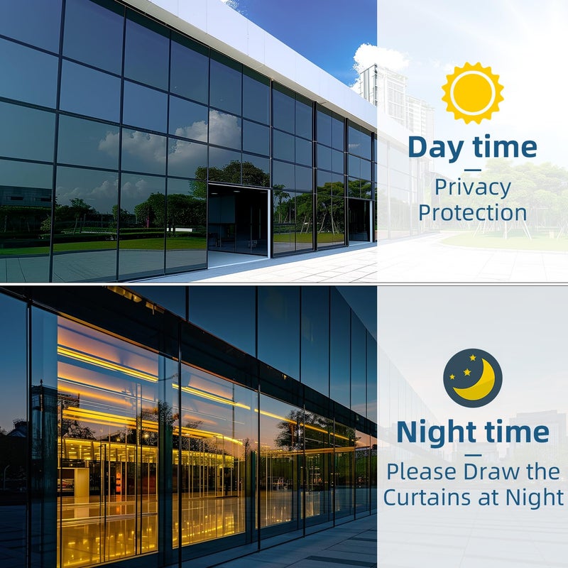 DUOFIRE One Way Window Film Privacy See Out Not in Heat Blocker Window Tint Reflective Mirror Windows Tinting Film for Home Static Cling Anti-UV Sun Blocking Windows Coveringï¼ˆSilver, 17.4x78.7inï¼‰ - Image 4