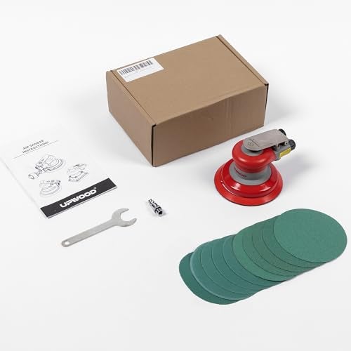 UPWOOD Pneumatic random orbital sander 5inch light weight palm sander 316 5 mm diameter orbit 12000 RPM with extra 10pcs sandpaper - Image 3