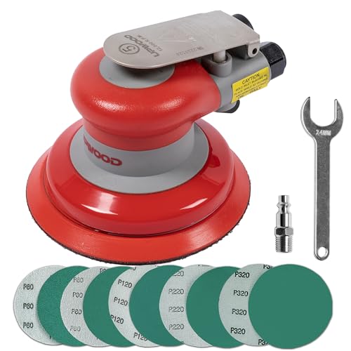 UPWOOD Pneumatic random orbital sander 5inch light weight palm sander 316 5 mm diameter orbit 12000 RPM with extra 10pcs sandpaper - Image 1