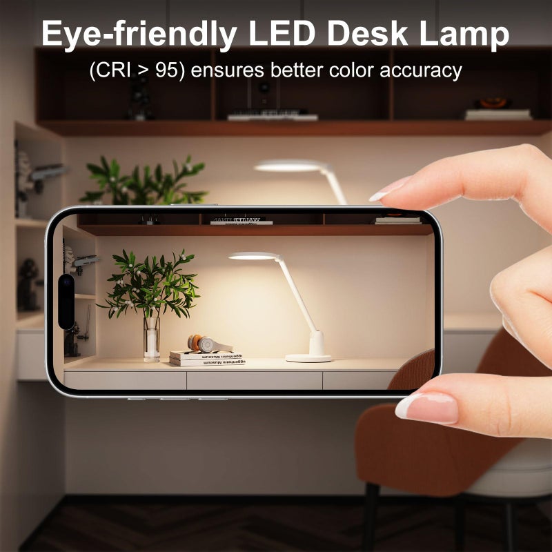 Kitloo Desk Lamps for Home Office with Stable Base, 1000LM Ultra Bright Eye-Caring Desk Light, 3000K-6000K Dimmable Table Lamp with Stepless Dimming & Timing Function for Work, Reading, Bedroom - Image 3