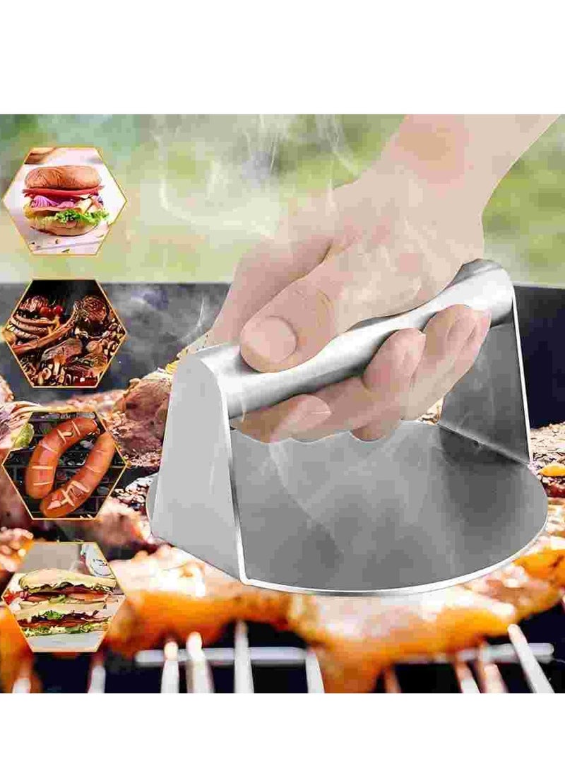 Stainless Steel Burger Press,14cm Round Smash Burger Press,Professional Griddle Accessories Kit For Flat Top Grill, Hamburger Patty Maker And Squeeze Grease, Easy To Clean - Image 5