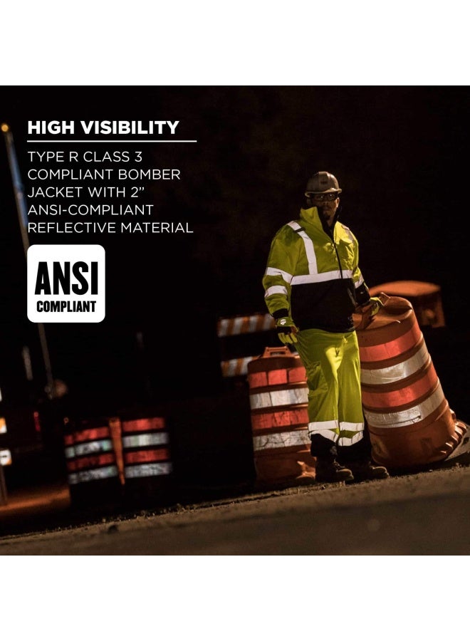 Ergodyne Glowear 8377 Type R Class 3 Lime Quilted Bomber Jacket Small S - Image 4